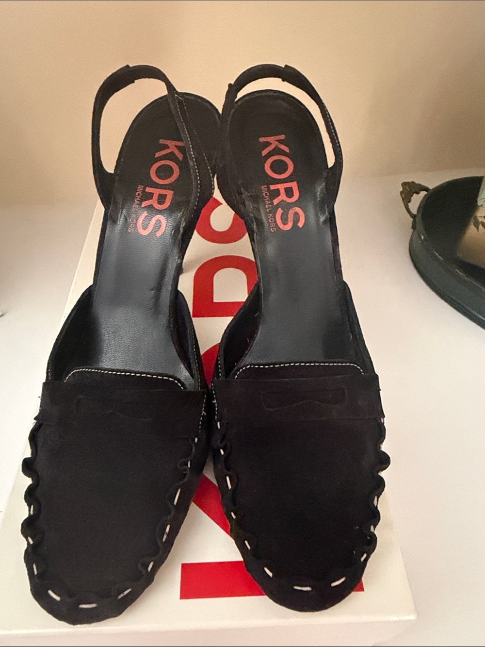 Michael Kors Black Suede Slingback Mules
